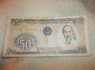 Vintage 1985 Banknote Cong Hoa X A Hoi Chu Nghia Viet Nam 50 Nam Muoi Dong photo