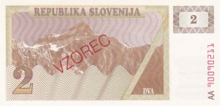 Slovenia: 2 Tolarev,  (19) 90.  P - 2s1 (vzorec).  Uncirculated.  Republika Slovejina photo