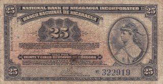 Nicaragua: 25 Centavos,  1938,  P - 88a,  Printer: Abnc photo