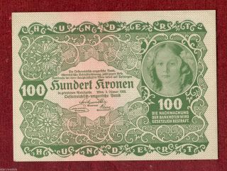 Austria Imperial Bank Note Of 100 Crown Kronen 1922,  Serie 1193 photo
