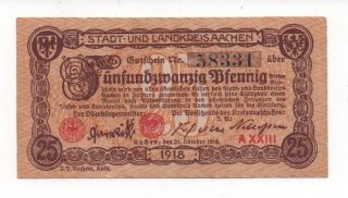 Germany Aachen 25 Pfennig 1918 Notgeld Emergency Money Look Scans photo