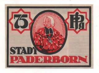 Germany Paderborn 75 Pfennige 1921 Notgeld Emergency Money Unc Look Scans photo