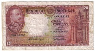 Portugal 20 Escudos 1938 Pick 143 Look Scans photo