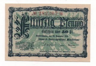Germany Sondershausen 50 Pfennig 1918 Notgeld Emergency Money Unc Look Scans photo