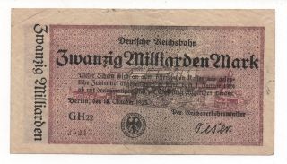 Germany Reichsbahn 20 Milliarden 1923 Train Notgeld Emergency Money Look Scans photo