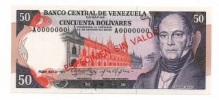 Venezuela 50 Bolivares 1972 - 1977 Pick 54 Specimen Unc photo