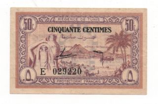 Tunisia 50 Centimes 1943 Pick 54 Vf/xf Look Scans photo