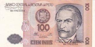 Peru: 100 Intis,  26 - 6 - 1987,  P - 133,  Crisp Unc photo
