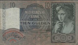 Netherlands,  10 Gulden,  7.  11.  1941,  P 56b,  Prefix 5 Bg photo