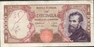 Italy,  10000 Lire,  4.  1.  1968,  P 97d,  Serie T 0343 photo