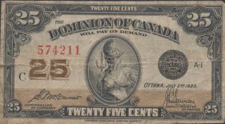 Canada,  25 Cents,  7.  2.  1923,  P 11b photo