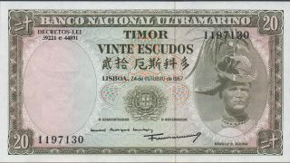Timor,  20 Escudos,  24.  10.  1967,  P 26a photo