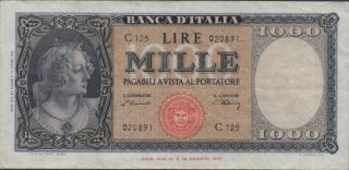 Italy,  1000 Lire.  18.  8.  1947,  P 83,  Series C 125 photo