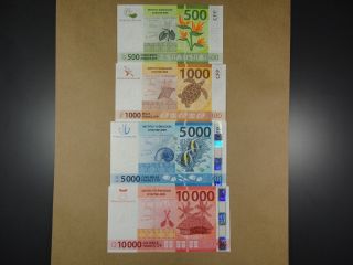 French Pacific Territories 500,  1000,  5000,  10000 Francs 2014 Unc photo