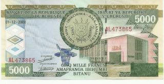 Burundi 5000 Francs 2008 Pick 48 Unc photo