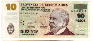 Argentina Note Emergency Buenos Aires 10 Pesos 2002 Serial B W/o Ink Ovi Axf photo