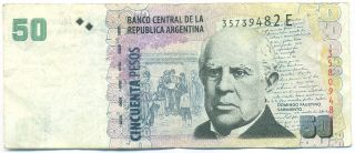 Argentina Note 50 Pesos 2011 Serial E Error Number Two P 356 photo