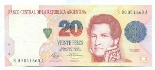 Argentina Note 20 Pesos 1992/4 Replacement Murolo - Fernandez P 343a Xf+ photo