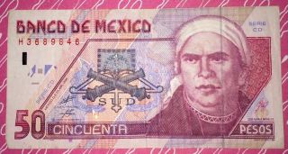 1999 Banco De Mexico 50 Pesos Note Foreign Paper Money photo