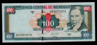 Nicaragua 100 Cordobas 1999 D Pick 190 Unc -. photo