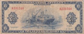 Netherlands Antilles: Two & 1/2 Gulden,  1955,  P - A1a,  Abnc photo