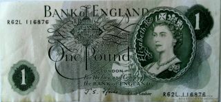 Bank Of England One Pound Note Queen Elizabeth Ii Cashier John Fforde R62l11687 photo