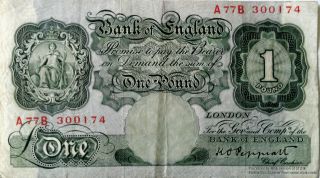 A77b300174 Large One Pound Note Bank Of England Cashier Kenneth Peppiatt 1934 45 photo
