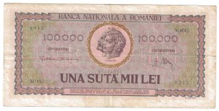 (r471802) Romania Paper Note - 100,  000 Lei 1947 - Xf photo