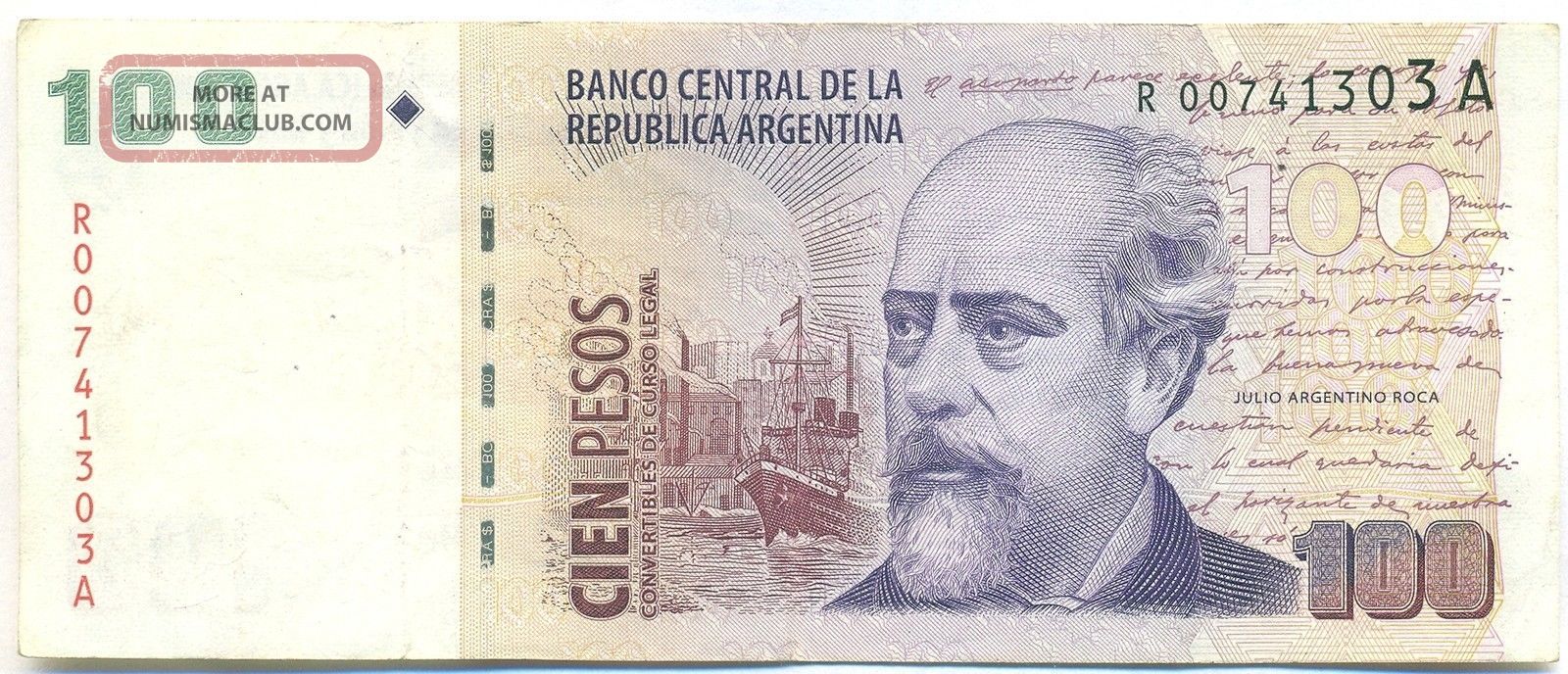 Pou Notes Argentina Note 100 Pesos 2000/1 Replacement Pou - Alvarez P 351 Vf+