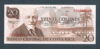 Costa Rica Banknote 20 Colones April 7,  1983 Unc photo