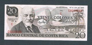Costa Rica Banknote 20 Colones 1972 Autographed By Oscar Arias Unc Rare photo
