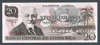 Costa Rica Banknote 20 Colones 1983 Tyvek Gem Unc Z0155136 photo