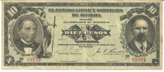 Mexico $10 Pesos 1915 