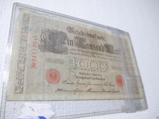1910 Imperial Germany 1000 Mark Reichsbanknote Red Serial Numbers & Seal photo