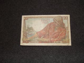 1949 France 20 (vingt) Francs Banknote photo