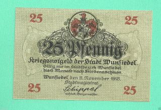 Germany Wunsiedel 25 Pfg.  1918 Unc Crisp Notgeld Gem 102238 photo