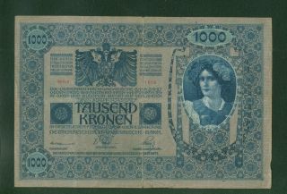 Austria One Thousand (1000) Kronen 1902 Very Large Note 7.  5 In X 5 In photo