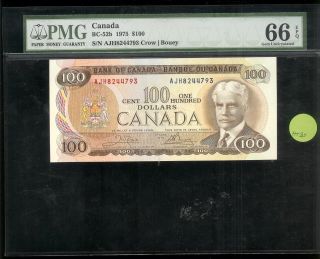 Canada - 100 Dollars,  1975.  Bs - 52b.  Pmg 66 Epq photo