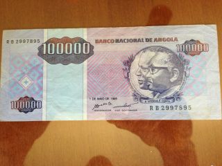 $100,  000 Angolan Kwanza Currency Note photo