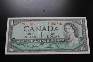 Canadian 1954 $1 Bill.  Almost Uncirculated Take A Look At The Pictures. photo