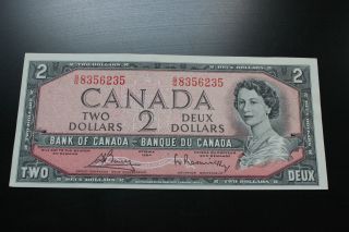 Canadian 1954 $2 Bill.  Almost Uncirculated Take A Look At The Pictures. photo