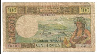 Tahiti 1969 100 Francs Native On A Guitar P23 photo