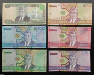 Turkmenistan Banknote 50 100 500 1000 5000 10000 Manat 2005 Unc photo