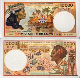 French Polynesia 10000 Francs Unc Cfp Pacific Tahiti France Polynesie Caledonia photo