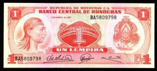 Honduras 1 Lempira 1974 Ba Pick 58 Unc. photo