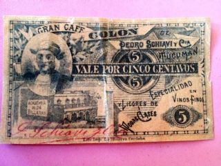 Argentina Very Rare Private Scrip Banknote Tucuman Nd 1895 photo