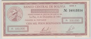 Bolivia - 100,  000 Pesos Bolivianos Pick 188 photo
