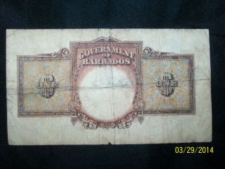 British Barbados 1939 1 Dollar P 2b - 1289 photo