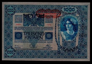 Austria 1000 Kronen (1919 - Old Date 2 - 1 - 1902) Pick 60 Unc -. photo