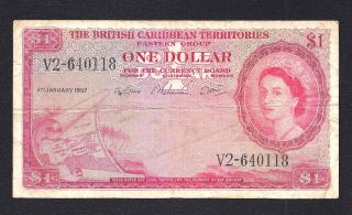 British Caribbean Territories 1 Dollar 1957 P 7b photo
